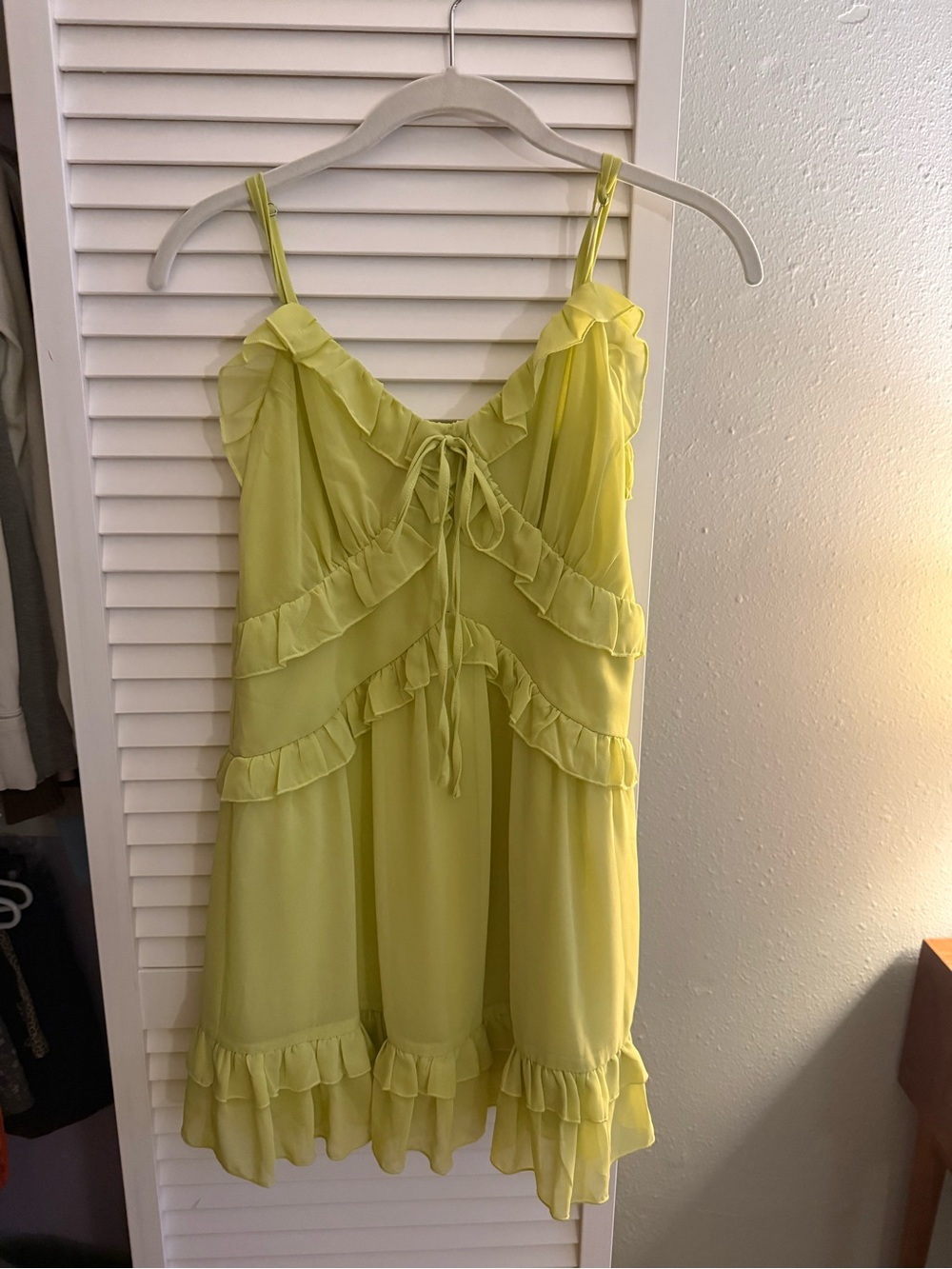 Lime Ruffle Spaghetti Strap Dress